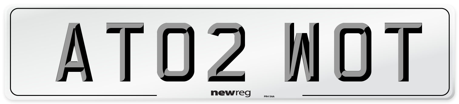 AT02 WOT Number Plate from New Reg